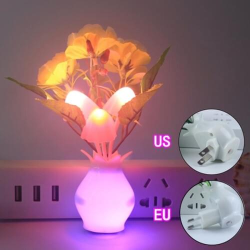 Night Light Colorful Flower Luminous Lamp EU/US Plug Mushroom Tulip Flower Nightlight For Parties Home Bedroom Wall Decoration