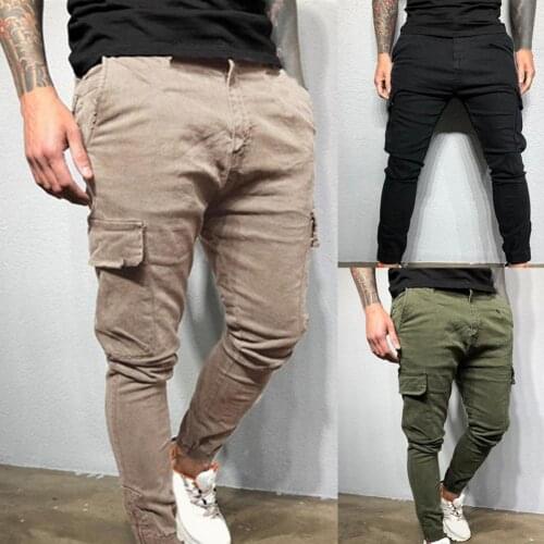 Streetwear Fabulous Solid Color Men Trousers Mid Waist Autumn Pants Solid Color for Outdoor