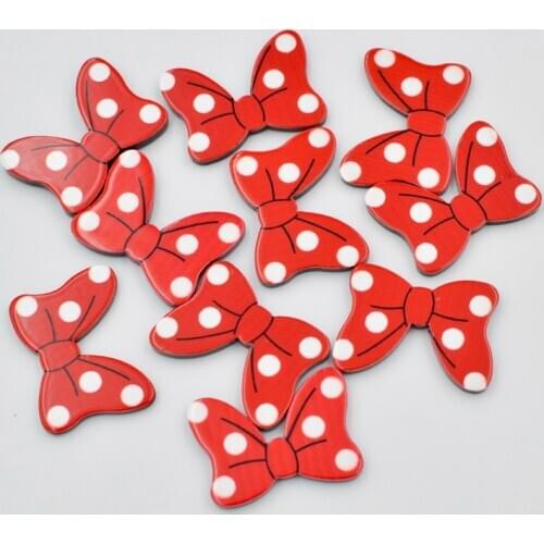Lovely Colorful Red Dot Bow Flat Back Acrylic Sheet Miniature Pattern Applique DIY Wedding Scrapbook Home Decor Crafts OF186