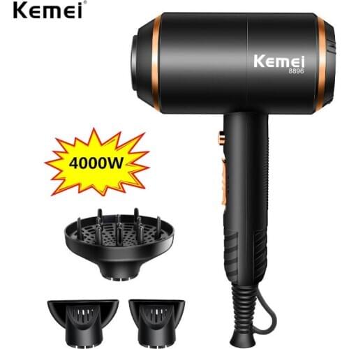 KEMEI Professional Hair Dryer 4000 Wind Power Powerful Electric Blow Dryer Hot/cold Air Hairdryer Barber Salon Tools 210-240V