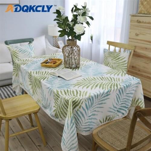 ADQKCLY Green Leaves Table Cloth Polyester&Cotton Printed Rectangle Cover for Home Hotel Dining Room Anti-Dust Tablecloth
