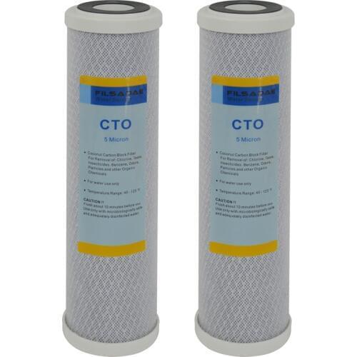 Coconut Carbon Block Water Filter Replacement for Reverse Osmosis(RO) System, 10" x 2-3/4", 5Micron - PACK OF 2