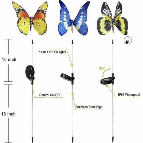 Solar Butterfly Garden Lights LED Waterproof Yard Ground Light Holiday Lamp
