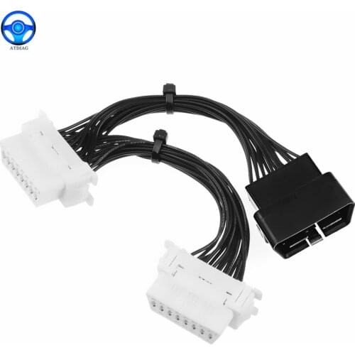 Stable &High Speed transmission 16 pin OBD2 OBDii OBD 2 Splitter Extension Cable one Male to Two Female Y Cable for ELM327