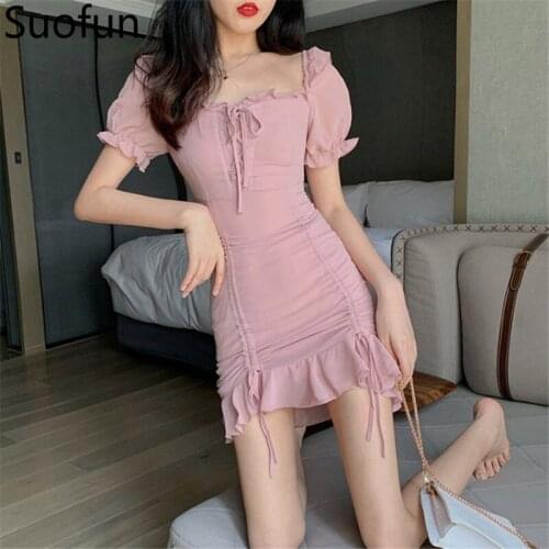 Розовые летние платья Suofun China At AliExpress