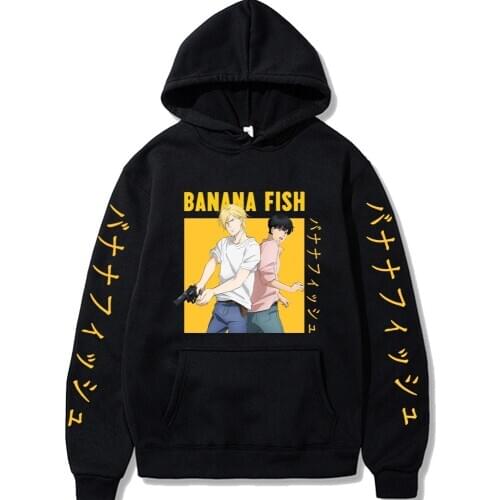 2021 Harajuku Banana Fish Unisex Hoodies Japanese Anime Manga Printed Mens Hoodie Streetwear Casual Sweatshirts