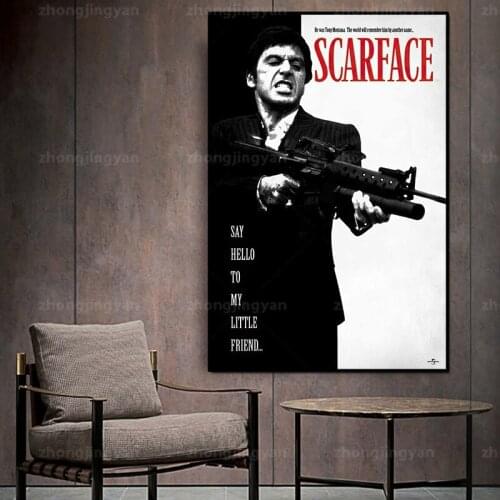 Tony Montana - Say Hello to My Little Friend-Scarface Movie Poster Canvas Painting HD Print Wall Art Home Decor Artwork