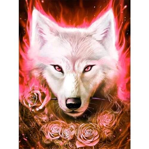 Wolf Animal DIY Cross Stitch Embroidery 11CT Kits Needlework Craft Set Cotton Thread Printed Canvas Home Decoration Room