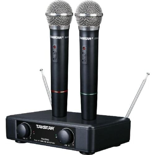 High Quality Takstar TS-2200 dual handheld VHF wireless microphone system for household karaoke, public speech