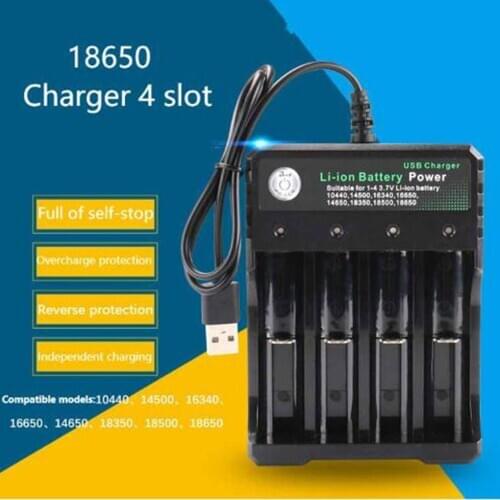 4 Slots Batteries Lithium Ion Battery Charger Portable Travel USB Charger DC 4.2V 1000mA Output Black/White