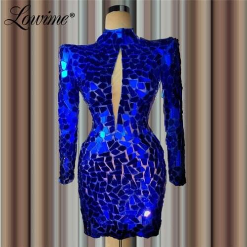 Royal Blue Heavy Beaded Dresses Full Sleeve Crystal Formal Evening Gown 2020 Dubai Dress Middle East Women Arabic Party Dress