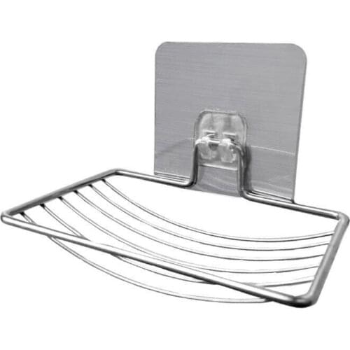 1piece of stainless steel soap dish bathroom shelf drainage wall-mounted soap holde suction cup shower tray bathroom accessories