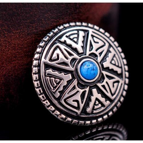 10pcs 1-1/8" Silver Western Turquoise Beads Tribal Floral Celtic Cross Concho For Leathercraft Wallet Chain Belt Wallet Decor