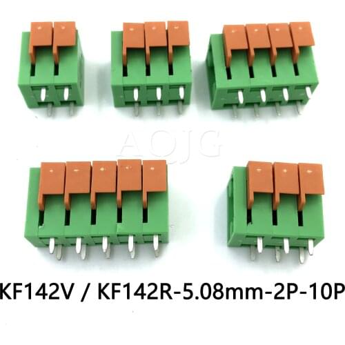 10pcs KF142V 5.08mm PCB Spring Terminal Block KF142R-5.08 2P 3P 4P 5P 6P 7p 8p 9p 10p Terminals Connector PCB Mounted Screw