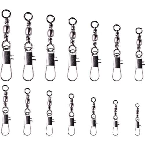 10PCS Fishhook Lure Swivels Pike Fishing Accessories Connector Pin Bearing Rolling Swivel Stainless Steel Snap Tackle with box