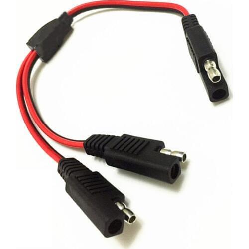 30cm 2Pin SAE Power Plug Extension Cable 1 to 2 SAE Power Extension Cable Connector Quick Connect Disconnect Cable Adapter 18AWG