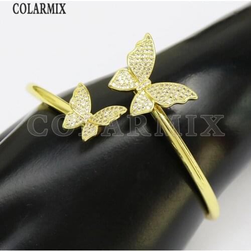 4Pcs Hight quality Butterfly Bangle Zircon Fashion jewelry metal Bracelet Gold color bangle Women jewelry Women bangle 8447