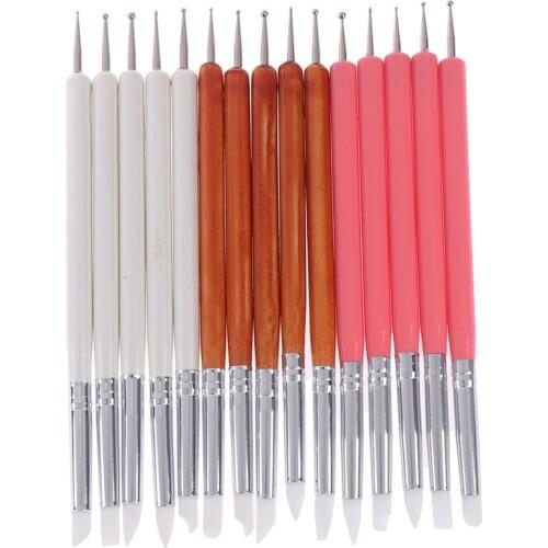 5pcs/Set Soft Pottery Clay Tool Silicone + Stainless steel Two Head Sculpting Polymer Modelling Shaper Art Tools