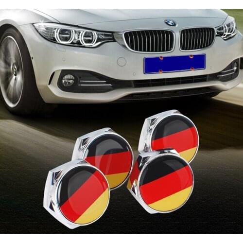 Car Stickers GERMAN Flag Metal Alloy Car License Plate Bolts with Gasket Car Styling Accessory 4PCS/Set
