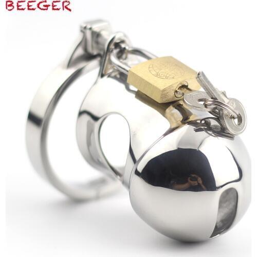 BEEGER Penned In Male Chastity Device, Closed Shaft Cock Cage with Piss Slit