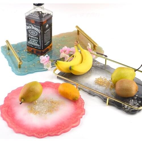 1pc Large Fruit Plate Table Mold Tea Cup Pad Holder Resin Silicone Mold Set DIY Crystal Epoxy Mirror Mold For Resin