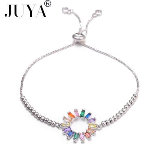 Hollow Round Charm with CZ Round and Baby in Middle Cubic Zircon Bracelet for Women Jewelry Adjustable Chain Bracelets & Bangles