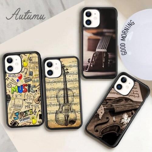 Music score Musical violin guitar Phone Case for iPhone 11 12 Pro Max mini X XR XS SE 2020 5 6S 7 8 Plus Samsung S8 S9 S10 Cover