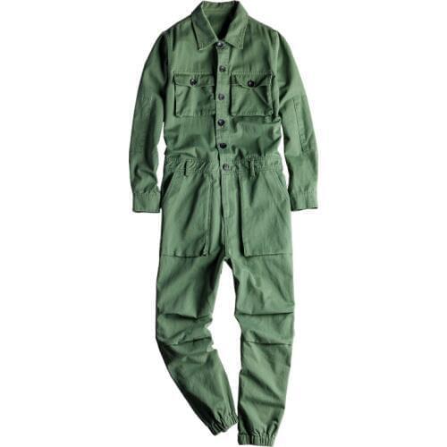 Color: Black Yellow Green Mens Overalls Long-sleeved Show Costumes Spring and Autumn New Overalls jumpsuits Szie S-5XL