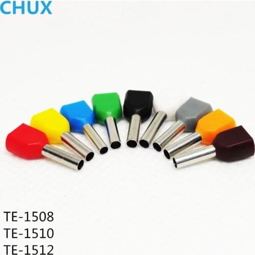 Electrical Insulating Insulated Terminal TE1508 TE1510 TE1512 Cold pressed Cord End Double Line Tube shaped Wire Connector