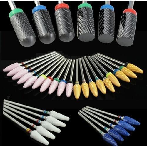 1pcs Ceramic Nail Drill Bit Electric Milling Cutter Pink Blue Nail Burr Manicure Machine Accessories Polish Nail Art Tools