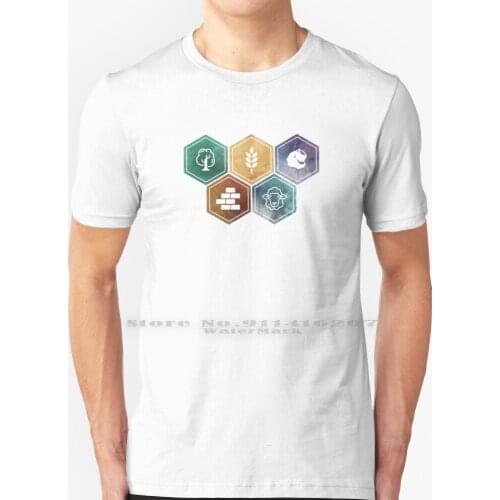 Waterolor Catan T Shirt 100% Pure Cotton Catan Settlers Of Catan Settlers Board Game Board Games Robber Sheep Ore