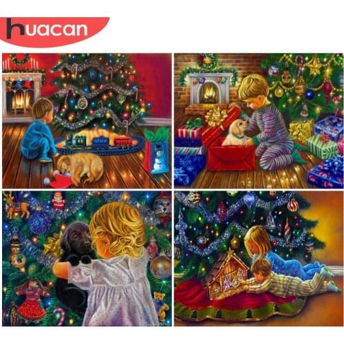 HUACAN DIY Pictures By Number Kits Home Decor Painting By Numbers Christmas Tree Drawing On Canvas HandPainted Art Gift