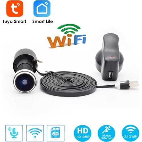 Tuya App Door Eye Hole Security 1080P 1.6mm 1.78mm Wide Angle FishEye CCTV Network Mini Peephole Camera WifI IP P2P Onvif Alexa