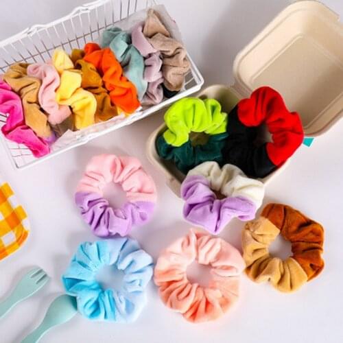 Sweet colorful Velvet scrunchies for women elastic hair rubber bands crunchy hair tie ribbon ponytail holder
