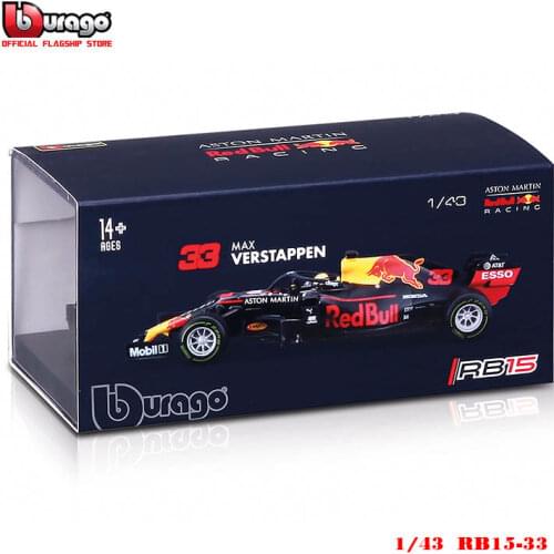 Bburago 1:43 Aston Martin Red Bull Racing RB15 2019 NO33 Alloy Luxury Vehicle Diecast Cars Model Toy Collection Gift
