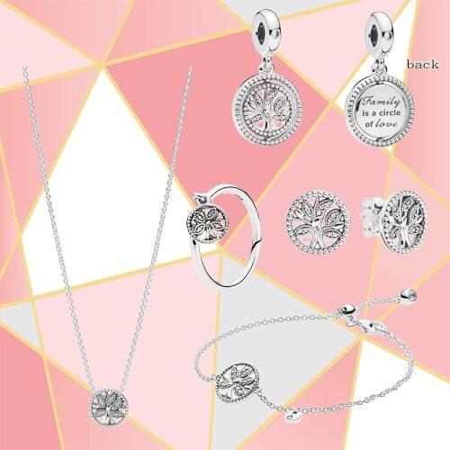 Fashion High Quality 100% S925 Sterling Silver Shiny Tree Of Life Suit Series Original Diy Jewelry Suitable For Women