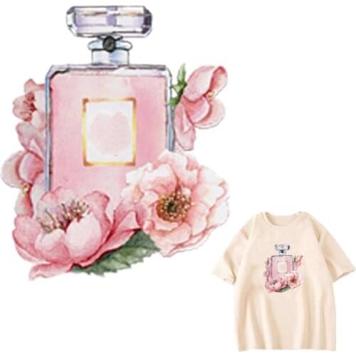 Fashion Perfume Patches For Clothes DIY Washable Woman T-Shirts Heat Transfer Thermal Stickers Elegance Iron On Applique