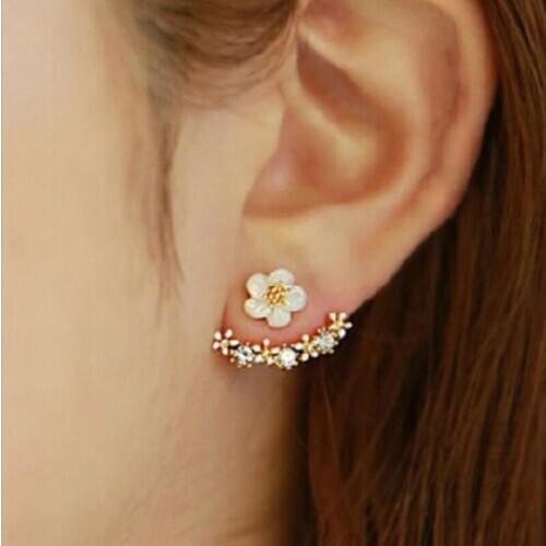 Fashion Earrings Small Daisy Flower After Hanging Earrings Popular Jewelry Dual-Use Fresh Earrings Friends Wedding Gifts