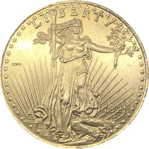 United States of America 20 Dollars Saint-Gaudens Double Eagle with motto 1921 Brass Metal Copy Coin