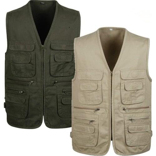 2017 New Men Vests Denim Sleeveless Jacket Red/Black Vest With Many Pocket Size L-4XL red color