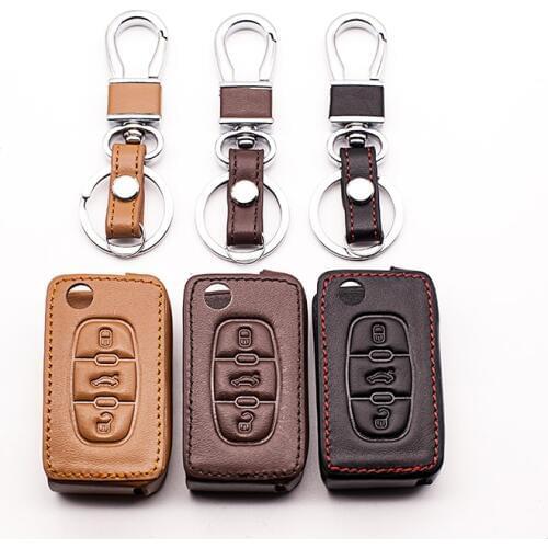 The latest new design car leather key cover For PEUGEOT RCZ 206 207 306 307 308 407 408 For Citroen C2 C3 C4 C5 car key case
