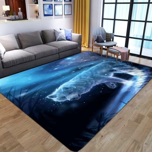 NEW Wolf Cartoon 3D Printed Rug Kids Bedroom Play Mat Soft Flannel Girl Room Gamer Area Rugs Baby Game Carpets for Living Room