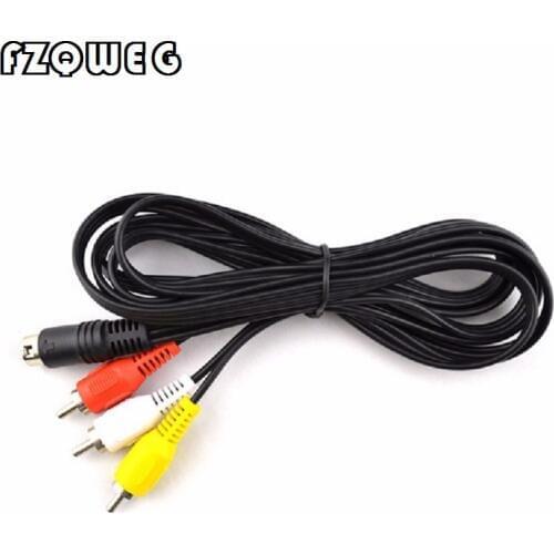 FZQWEG 1.8M 3RCA to 9 pin Nickel Plated Plug Game Retro-bit AV RCA Audio Video Cable For Sega Genesis 2 3 II III Connection Cord