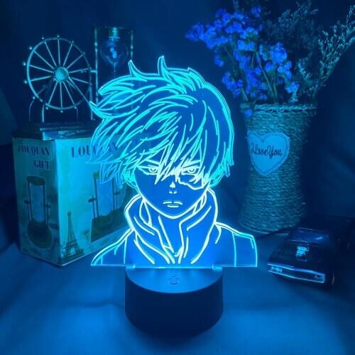 Anime My Hero Academia Shoto Todoroki Figure 3D Led Night Light Lamp for Kids Child Boys Bedroom Decor Acrylic Table Lamp Gift