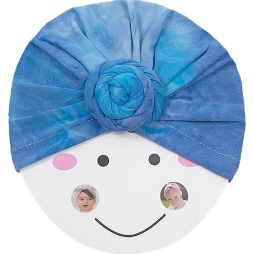 Baby Hat Big Round Ball Baby Girl Gradient Color Hat Turban Knot Head Wraps Baby Kids Bonnet Beanie Newborn Photography Props