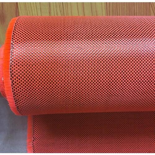 Carbon Aramid Fiber Hybrid Fabric Cloth Orange Plain Weave 190gsm