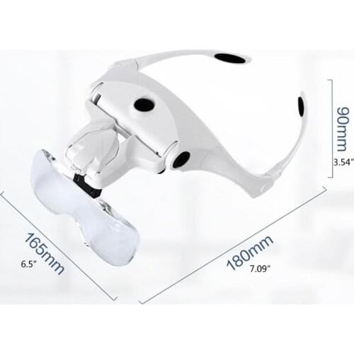 N0HB Magnifying Glasses for Close Work LED Head Magnifier Hands Free Headband with Light 1.0X 1.5X 2.0X 2.5X 3.5X Adjustable