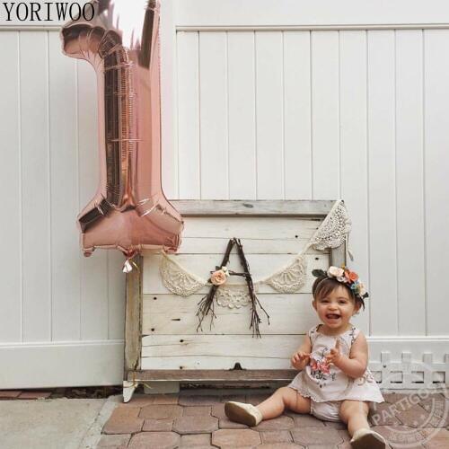 YORIWOO My First Birthday Baby Shower Boy Girl Latex Balloon Confetti 1st Birthday Party Decoration Kids Happy Birthday Banner