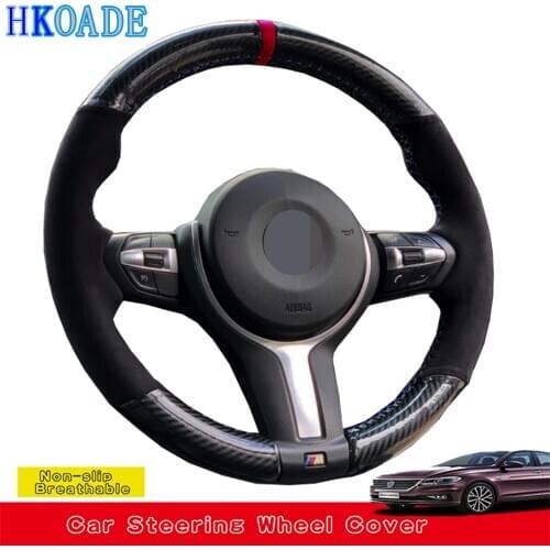 DIY Black Soft Carbon Fiber Suede Car Steering Wheel Cover For BMW M2 M3 F80 F82 M4 M5 F12 F13 M6 F85 F87 X5 X6 F33 F30 M Sport