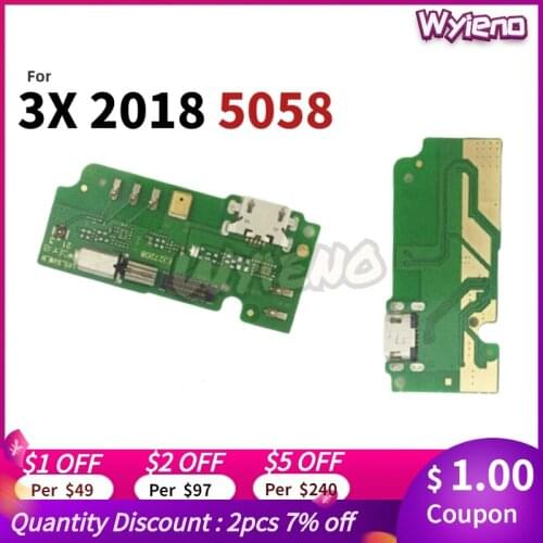 Wyieno For Alcatel 3X 2018 5058 5058A 5058I 5058J USB Dock Charging Port Charger Plug Board Flex Cable With Microphone MIC